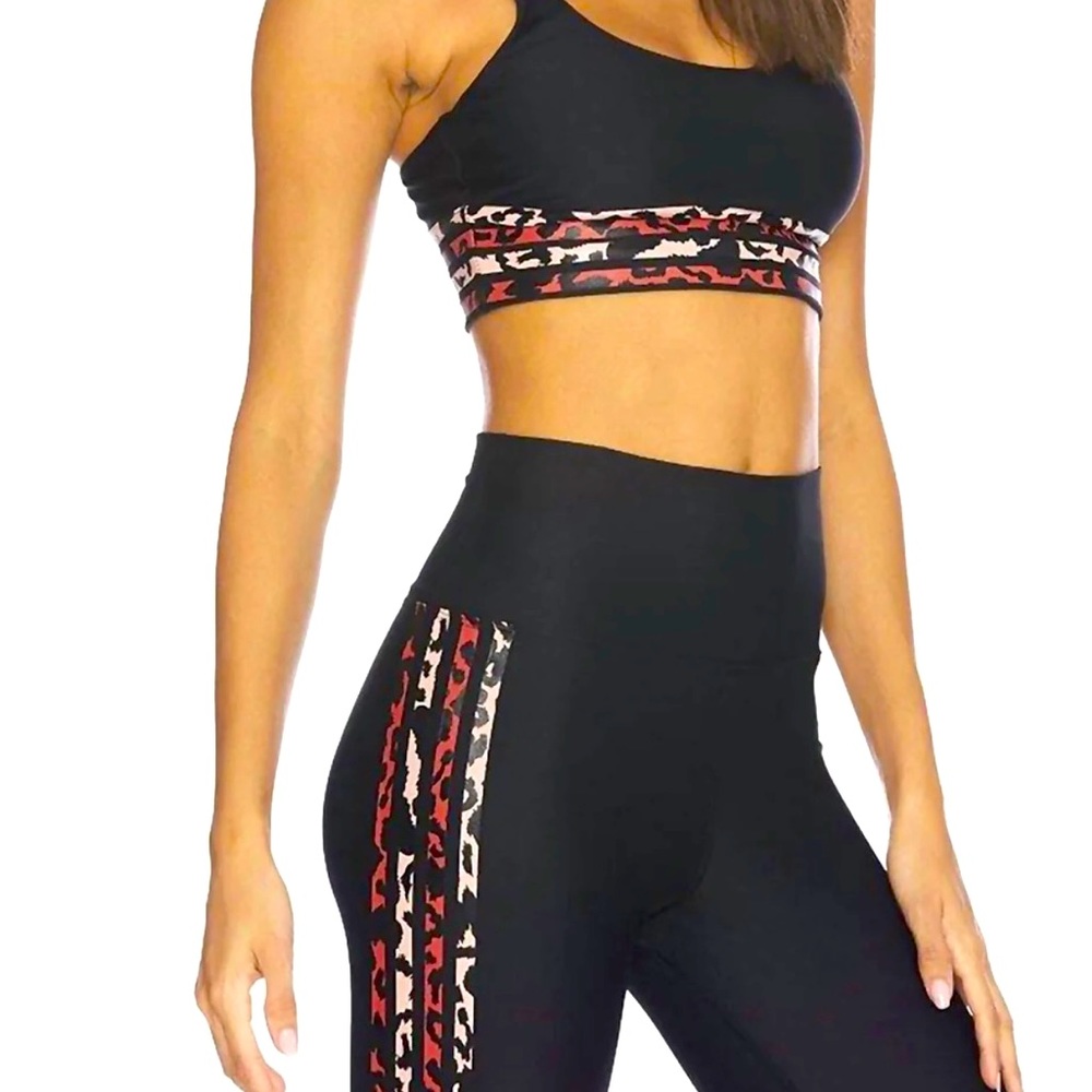 BEACH RIOT 2-piece Leah Top & Jade Legging Set - Multi-Leopard Stripe Accent * S